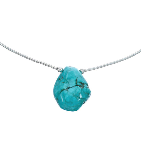 Liquid Sterling Silver Native American Turquoise Necklace JX126745